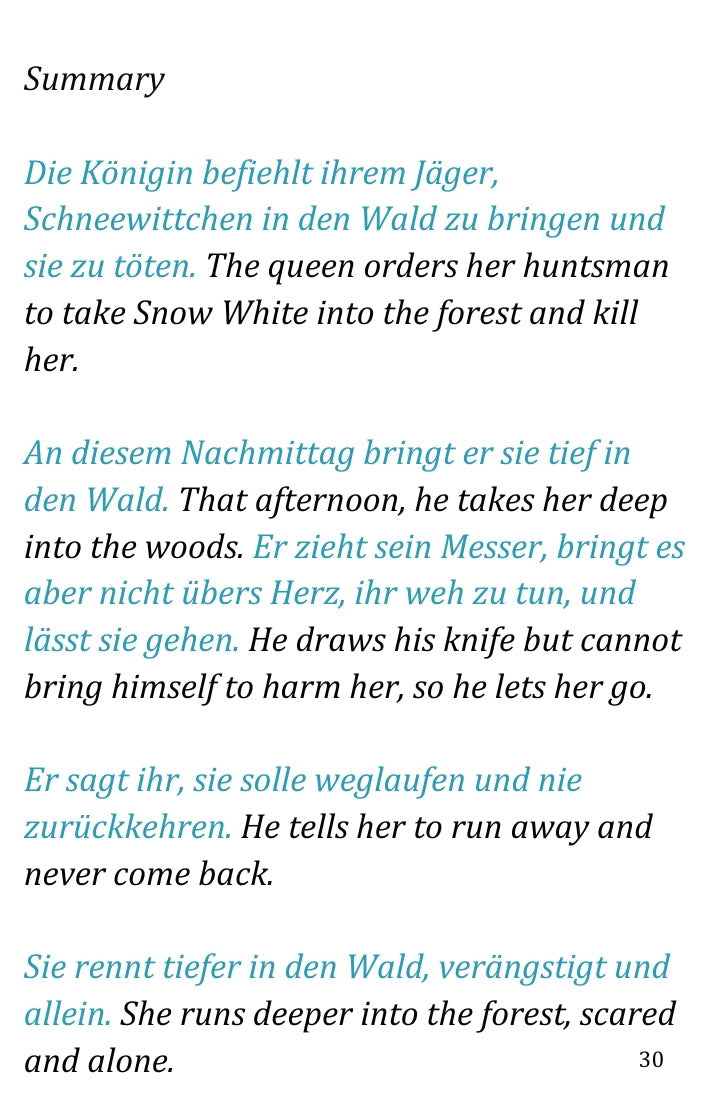 Schneewittchen Ebook PDF & MP3: Übersetzungen ins Deutsche Simple English Books