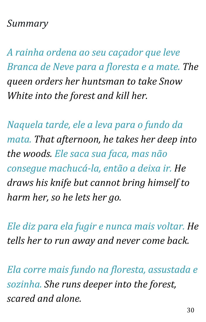 Branca de Neve Ebook PDF & MP3: Traduções em Português Simple English Books