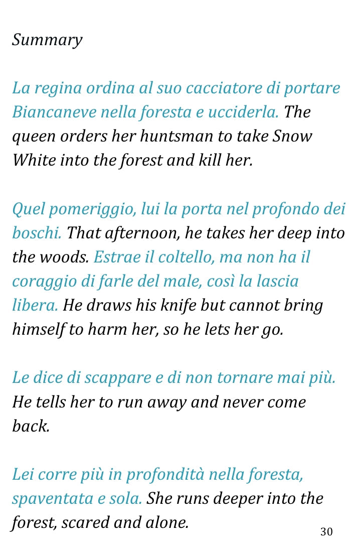 Biancaneve Ebook PDF & MP3: Traduzioni in Italiano Simple English Books